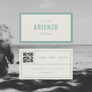 Cartão de visita de Código QR de Mídia Social Teal