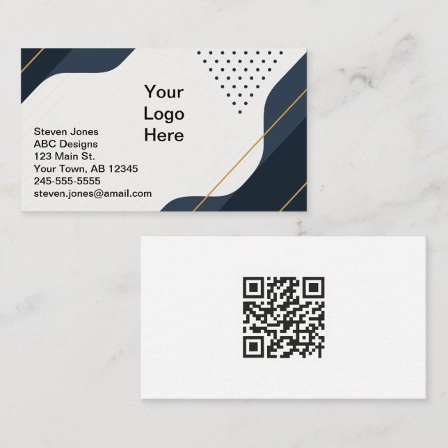 Cartão de visita de Código QR de Preto e Cinza Ami (Frente/Verso)