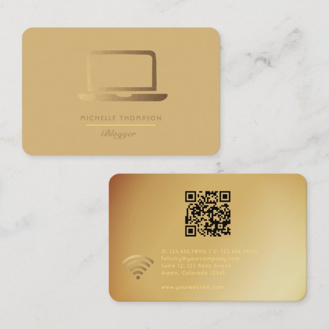 Cartão de visita de Código QR do Blogueiro (Frente/Verso)