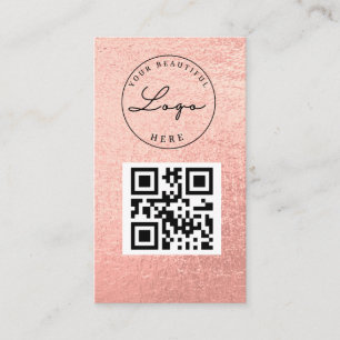 Cartão de visita de código QR Dourado Seu logoti