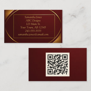 Cartão de visita de Código QR Elegante Vermelho e