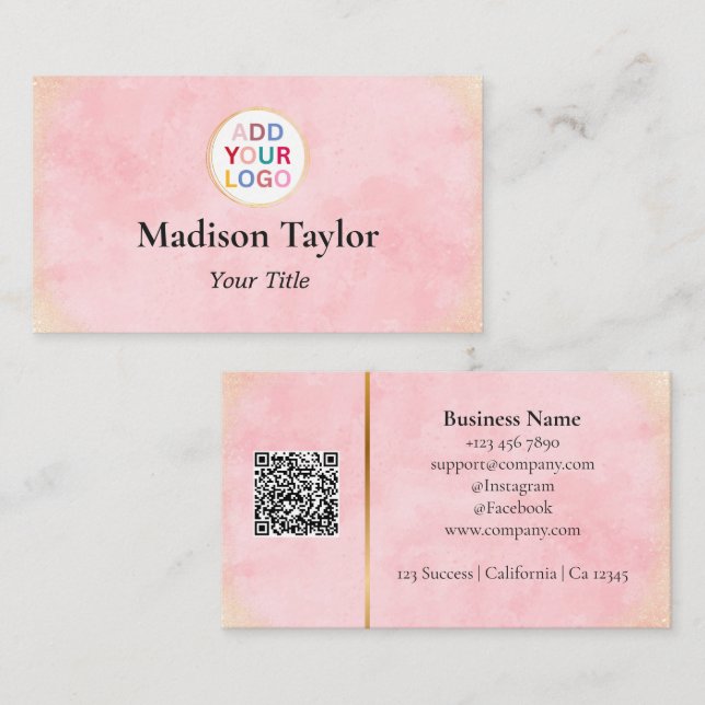 Cartão de visita de código QR moderno com logotipo (Frente/Verso)