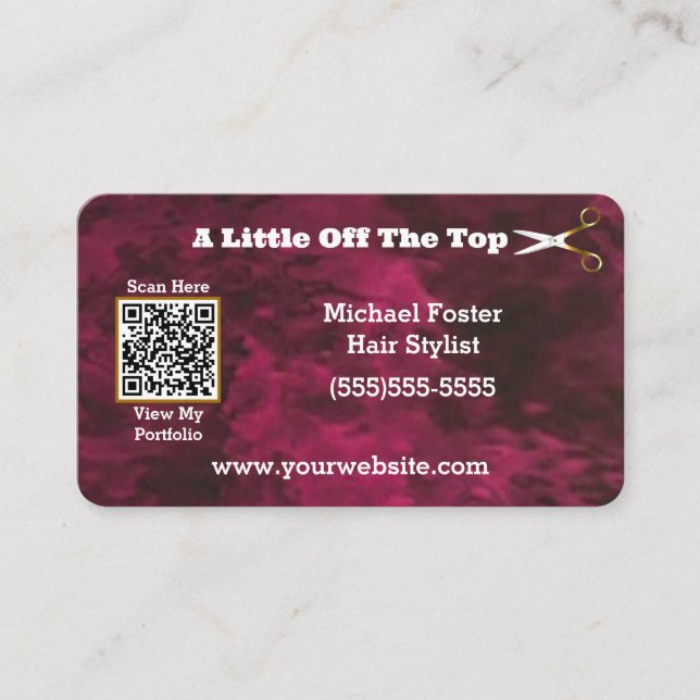 Cartão de visita de Código QR Personalizado Vermel (Frente)