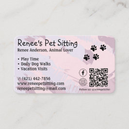 Cartão de visita de Código QR Pet Sitter Pink Pain