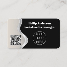 Cartão de visita de Código Qr Preto Personalizado 