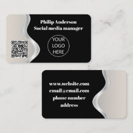 Cartão de visita de Código Qr Preto Personalizado