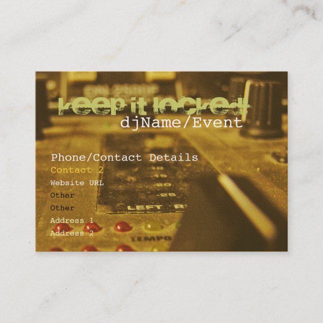 Cartão de visita de Combinação de Tambor e Bass (Frente)