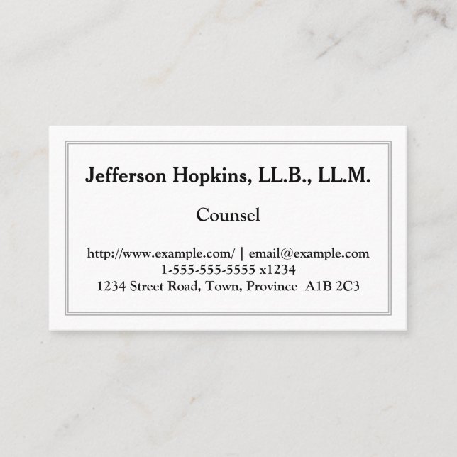 Cartão de visita de Conselheiro Limpo e de Baixa C (Frente)