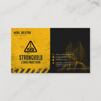 Cartão de Visita de Construção Amarelo Preto Ousad