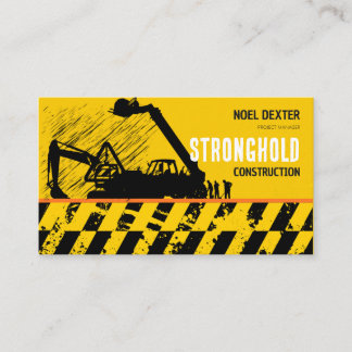 Cartão de Visita de Construção Amarelo Preto Ousad