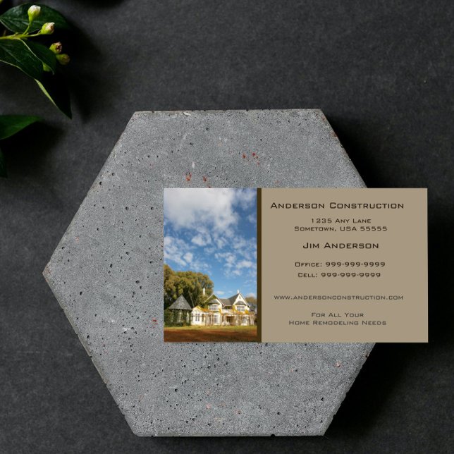 Cartão de visita de Construção Doméstica - Taupe (Taupe Home Construction Business Card)