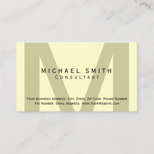 Cartão de visita de consultor mínimo monograma (Frente)