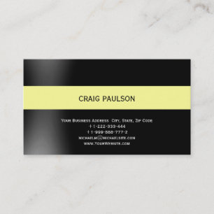 Cartão de visita de consultor negro amarelo minima