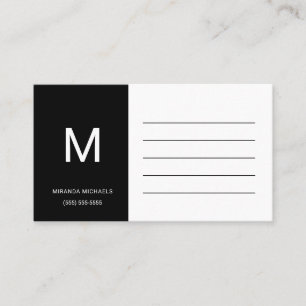 Cartão de Visita de Contato de Nome Simples Preto