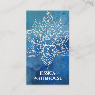 Cartão de visita de Cor Azul Azul do Flor Branco