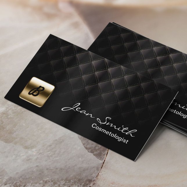 Cartão de visita de Cosmetólogo Dourado e Preto de (Criador carregado)