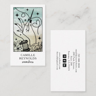 Cartão de Visita de Costureira Mística Tarot
