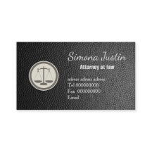 Cartão de visita de couro preto do advogado