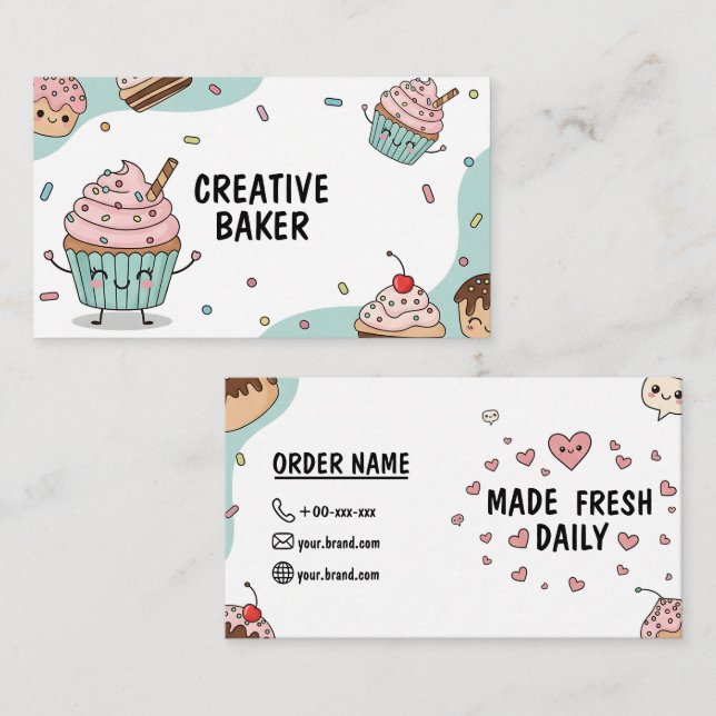 Cartão de visita de cupcake (Frente/Verso)