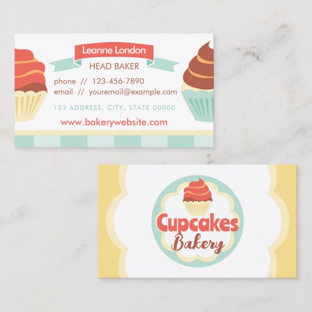 Cartão de visita de cupcake (Frente/Verso)