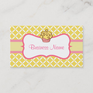 Cartão de Visita de Cupcake Amarelo Moderno