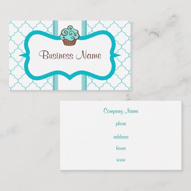 Cartão de Visita de Cupcake Azul (Frente/Verso)