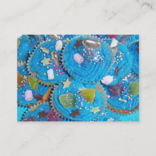 Cartão de visita de Cupcake azul branco