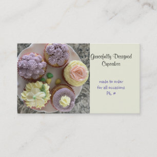 Cartão de Visita de Cupcakes com Canudos com Elegâ