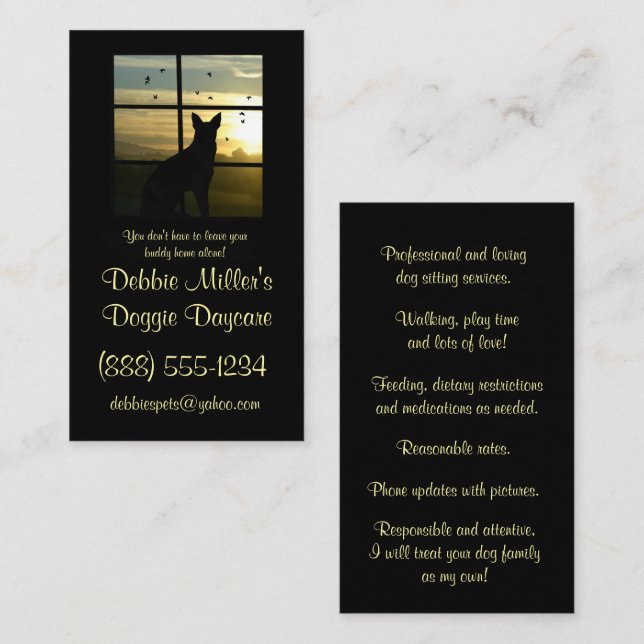 Cartão de visita de Cute Doggie Daycare (Frente/Verso)