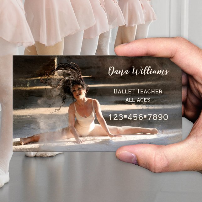 Cartão de visita de dança de Balé moderno (Elegant business card for a dance teacher, ballet teacher, dance school or studio)