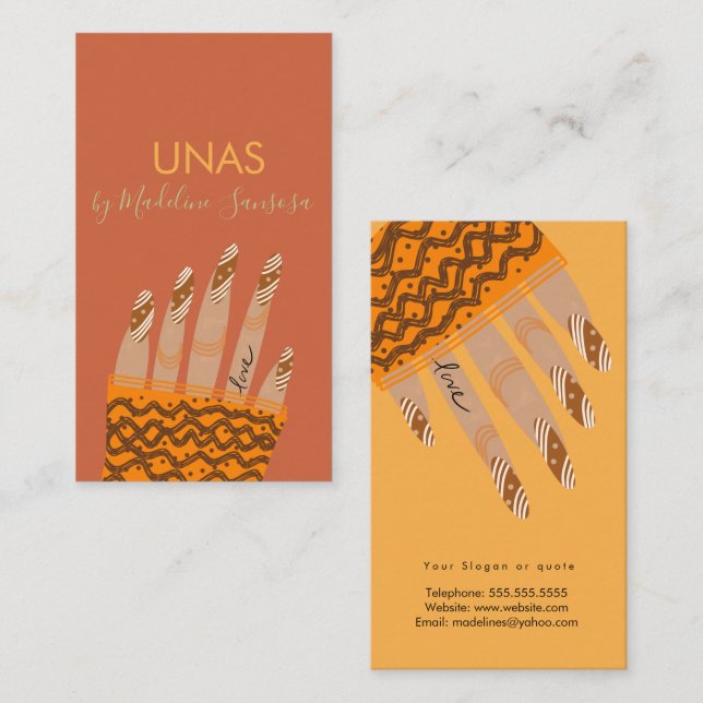 Cartão de visita de Desenho de Mão do Técnico Nail (Frente/Verso)