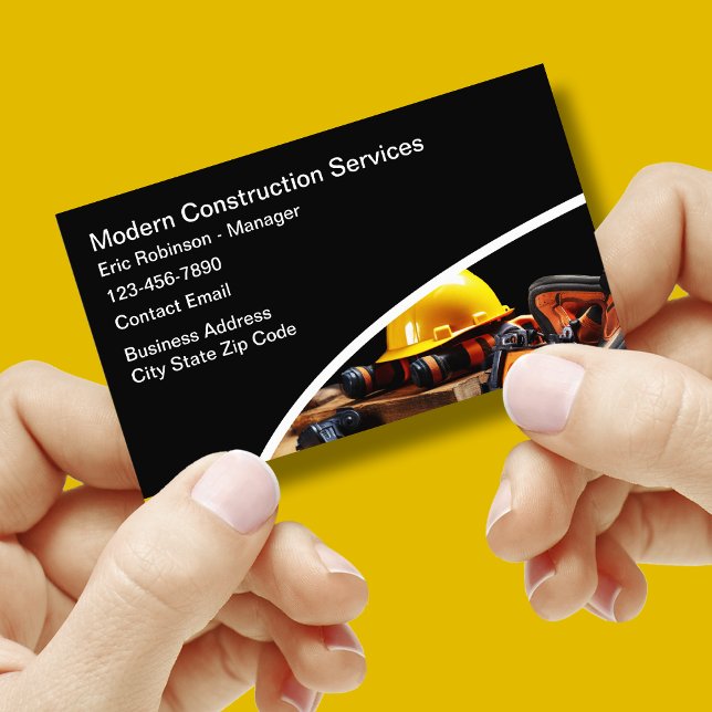 Cartão de visita de Design de Construção Moderna (Criador carregado)