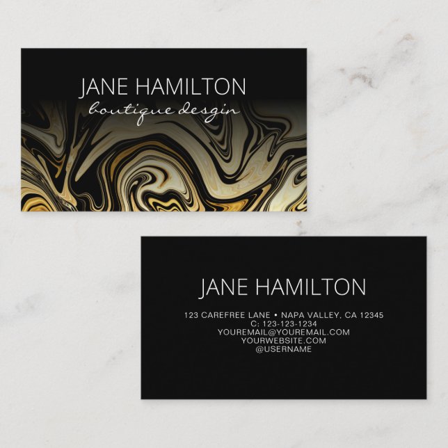 Cartão de visita de Design de espiral Dourada (Frente/Verso)