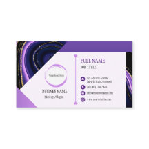 Cartão de visita de Design de mármore preto-roxo,
