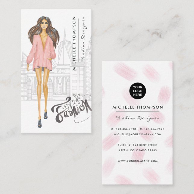Cartão de Visita de Designer de Moda Feminina de N (Frente/Verso)