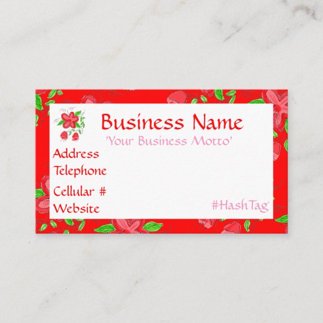 Cartão de visita de Designer Flor Vermelho (Frente)