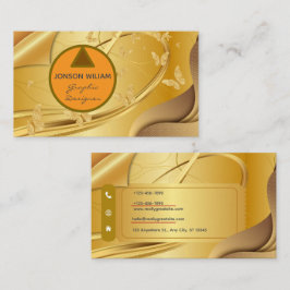 Cartão de Visita de Designer Gráfico Dourado | Min