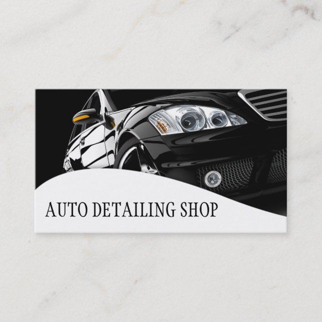 CARTÃO DE VISITA DE DETALHAMENTO AUTOMOTIVO PRETO  (Frente)