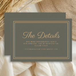 Cartão de Visita de Detalhes do Casamento Verde Ol