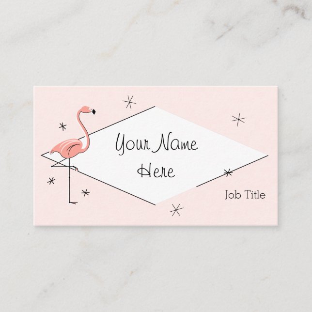Cartão de visita de diamante rosa Flamingo (Frente)