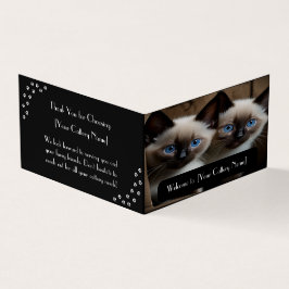 Cartão de visita de dobra preta personalizável par