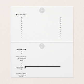 Cartão de visita de Dobragem de Tent - Informações