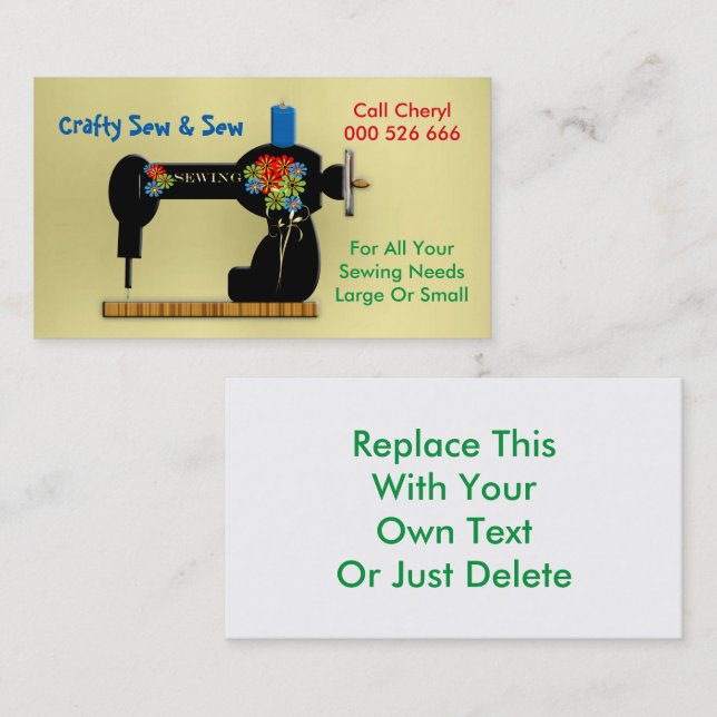 Cartão de visita de Dressmaker de Reparação de Cos (Frente/Verso)