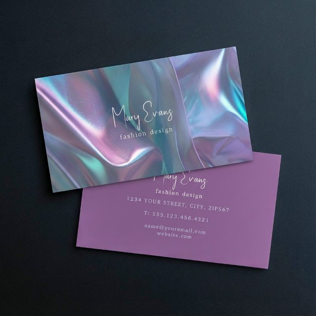 Cartão de visita de efeito holográfico do tecido (Holographic fabric effect business card.)