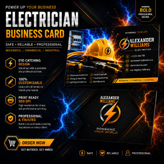 Cartão de Visita de Eletricista Moderno | EDITÁVEL