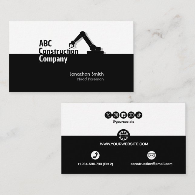 Cartão de Visita de Empresa de Construção com Guin (Frente/Verso)