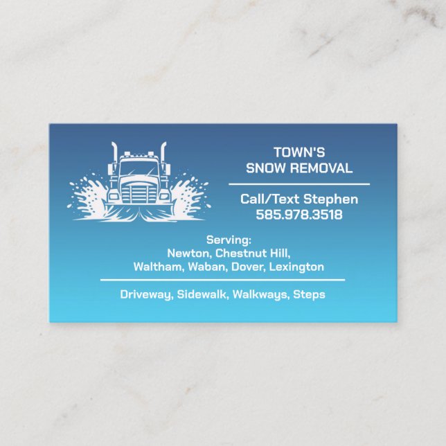 Cartão de visita de Empurramento de Neve (Frente)