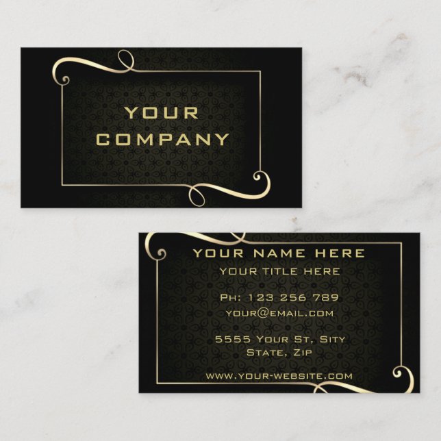 Cartão de visita de Encapsulamento Preto e Dourado (Frente/Verso)