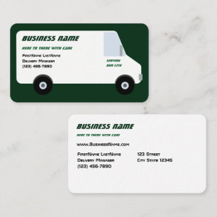 Cartão de visita de entrega de Van Verde
