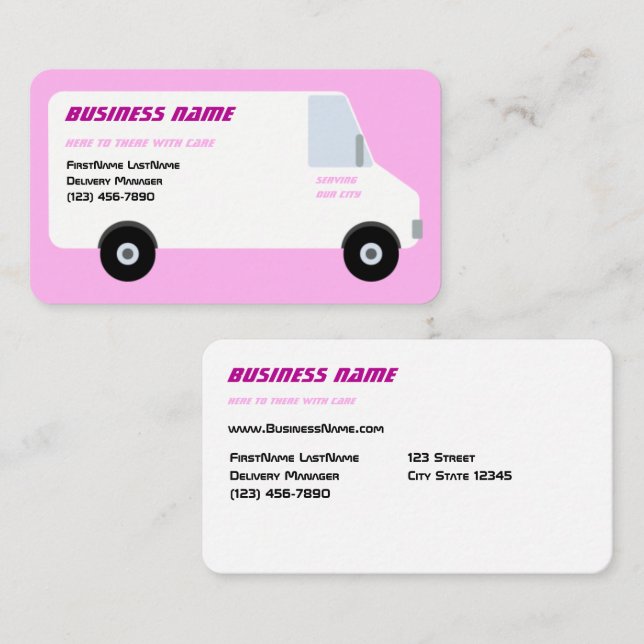 Cartão de visita de Entrega Van Pink (Frente/Verso)